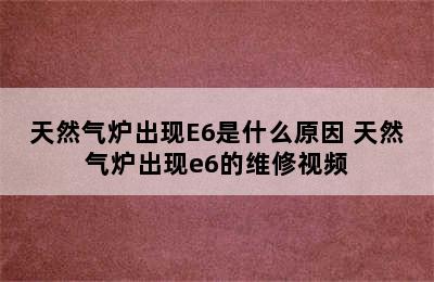 天然气炉出现E6是什么原因 天然气炉出现e6的维修视频